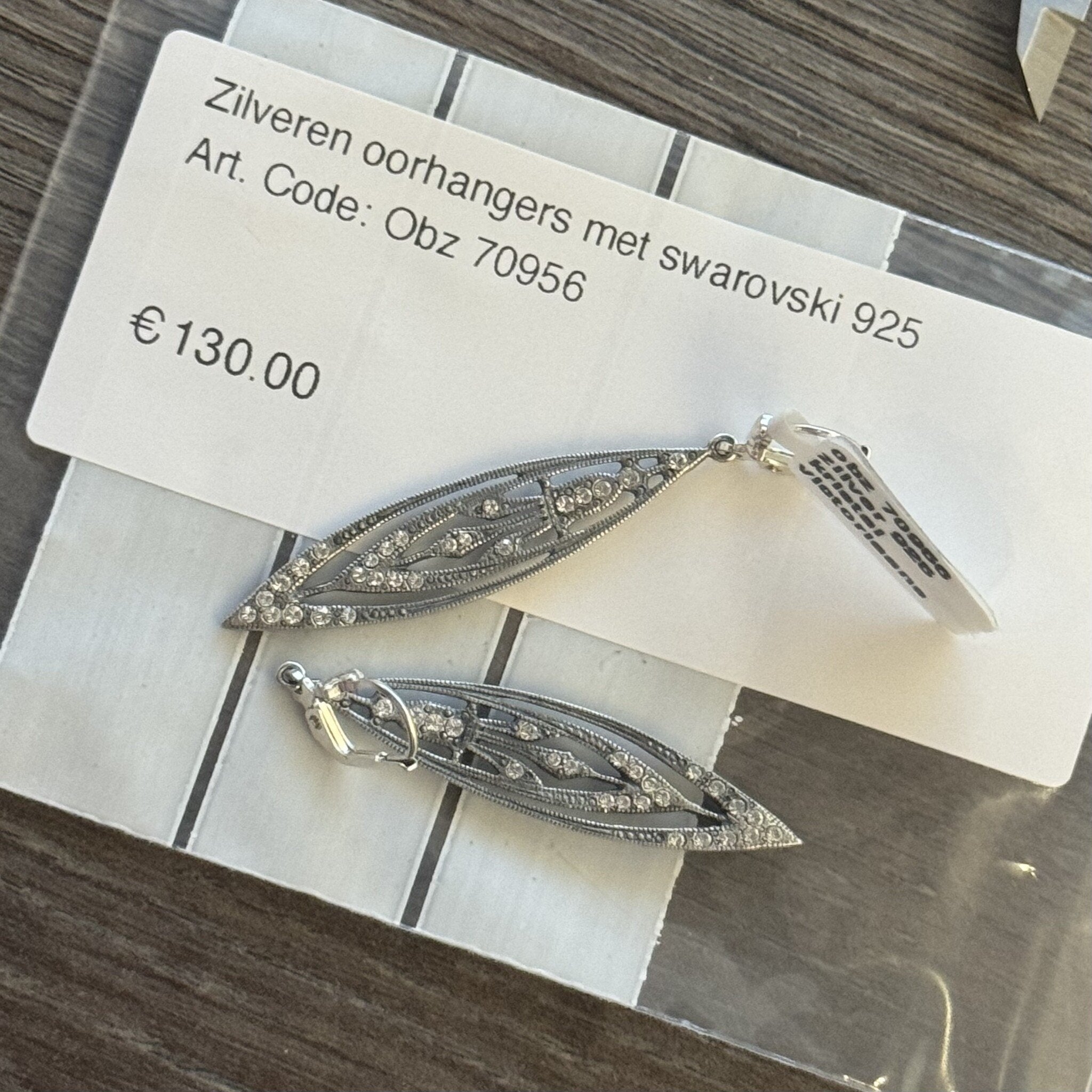 Vintage Sterling Silver Drop Earrings with Swarovski